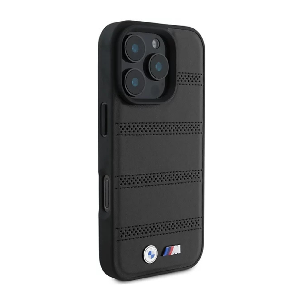 Estuche BMW Hc M MagSafe Pu Perforated And Stitched Lines Black para iPhone 16 Pro